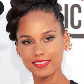 Alicia Keys Large Glossy Braid Updo 2013