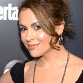 Alyssa Milano Loose Bun Updo With Long Curls