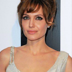 Angelina Jolie Loose Updo With Bangs