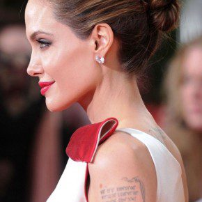 Angelina Jolie Sllek Bobby Pinned Updo For Long Hair