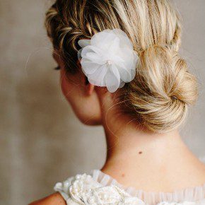 Back View Of Bridal Low Braided Bun Updo