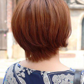 Back View Of Short Auburn Bob Hairstyle