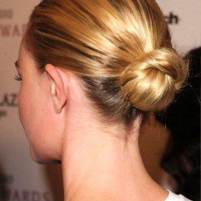 Back View Of Sleek Bun Updo Hairstyle