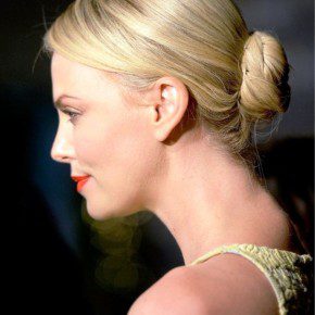 Charlize Theron Sleek Bun Updo For Long Hair