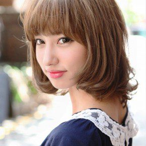 Cute Japanese Bob Hairstyle With Blunt Bangs