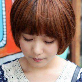 Cute Korean Bob Hairstyle With Blunt Bangs