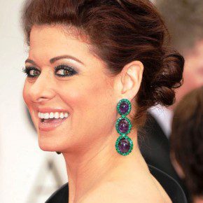 Debra Messing Loose Low Red Bun Updo