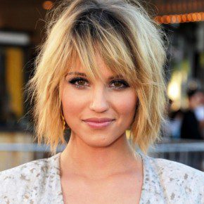 Dianna Agron Layered Ombre Bob Hairstyle