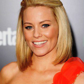 Elizabeth Banks Half Up Half Down Sleek Bob Hairstyle