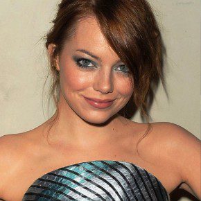 Emma Stone Messy Updo With Side Swept Bangs