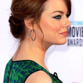 Emma Stone Romantic Twisted Updo With Pretty Loose Tendrils