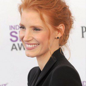 Jessica Chastain Red Casual Loose Bun Updo