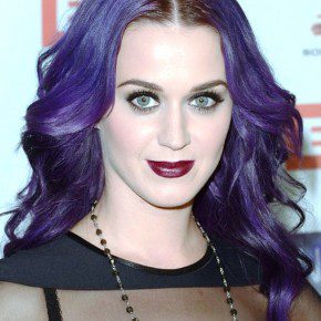 Katy Perry Long Wavy Purple Hairstyle