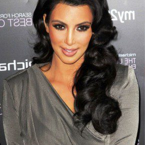 Kim Kardashian Long Black Retro Hairstyle