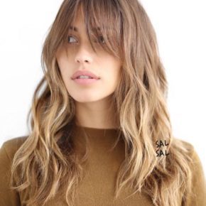 Long Layered Waves and Cute Bangs