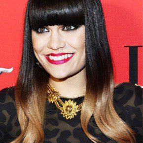 Long Sleek Ombre Hairstyle With Blunt Bangs