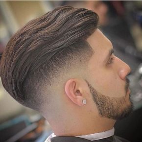 Long Textured Slick Back Fade