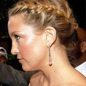 Loose French Braided Updo Hairstyle