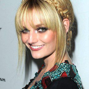 Lydia Hearst Cute Polished Braided Updo With Bangs