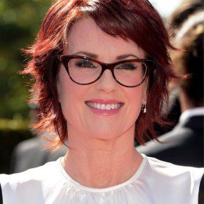 Megan Mullally Short Red Razor Haircut With Layers