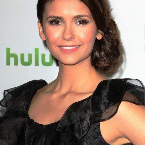 Nina Dobrev Bobby Pinned Low Side Bun Updo