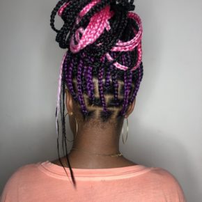 Pink and Black Knotless Braids