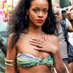 Rihanna Long Black Curly Hairstyle 2012