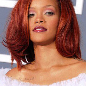 Rihanna Medium Cherry Red Hairstyle