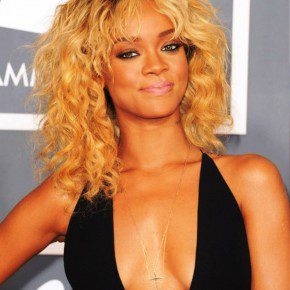 Rihanna Medium Curly Ombre Hairstyle