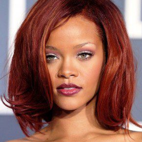 Rihanna Medium Red Bob Hairstyles