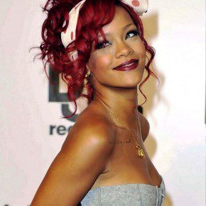 Rihanna Pinned Up Curly Updo Hairstyle