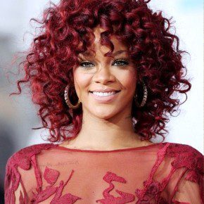 Rihanna Red Curly Hairstyle