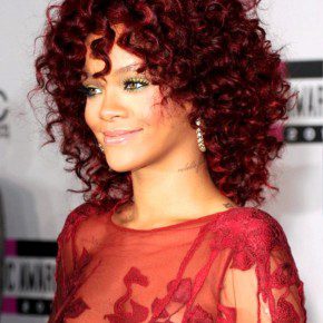 Rihanna Red Curly Hairstyles