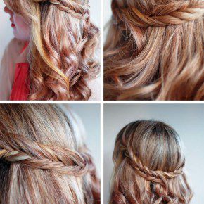 Romantic Soft Curly Fishtail Half Crown Hairstyle For Wedding