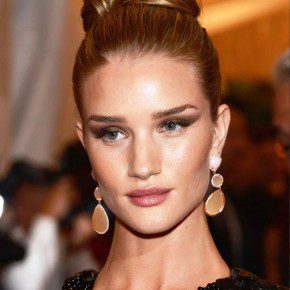 Rosie Huntington Whiteley Bun Updo Hairstyle