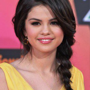 Selena Gomez Long Side Braid Hairstyle