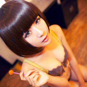 Sexy Girl With Short Straight Bob Haircut