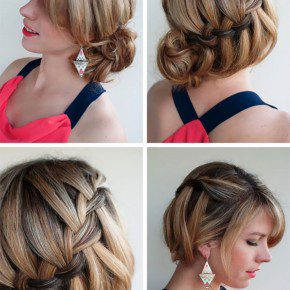 Sexy Loose Waterfall Braided Bun Updo