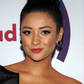 Shay Mitchell Elegant High Black Bun Updo