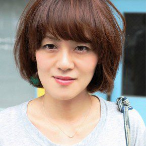 Short Asian Brown Hairstyle With Bangs