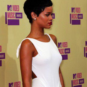 Side View Of Rihanna Short Curly Hairstyle