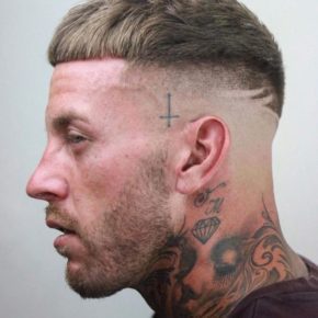 Tattooed Temple with Shaved Side Hairline