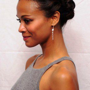 Zoe Saldana Cute Casual Updo Hairstyle