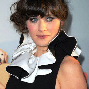 Zooey Deschanel Glamor Messy Updo With Bangs