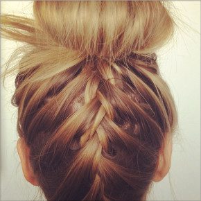 dutch braided top knot hair