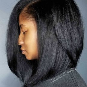 medium length black layered bob hairstyles