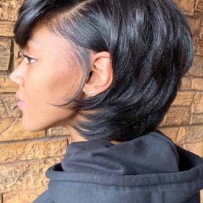 neck length black layered bob hairstyles