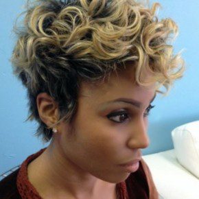 Short Curly Hairstyle Colored Top