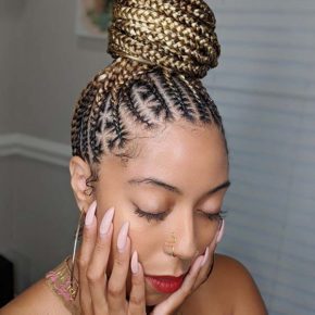 updo braided bun hairstyles for black hair