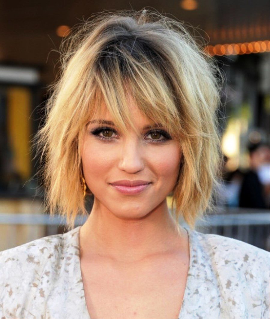 Pictures of Dianna Agron Layered Ombre Bob Hairstyle